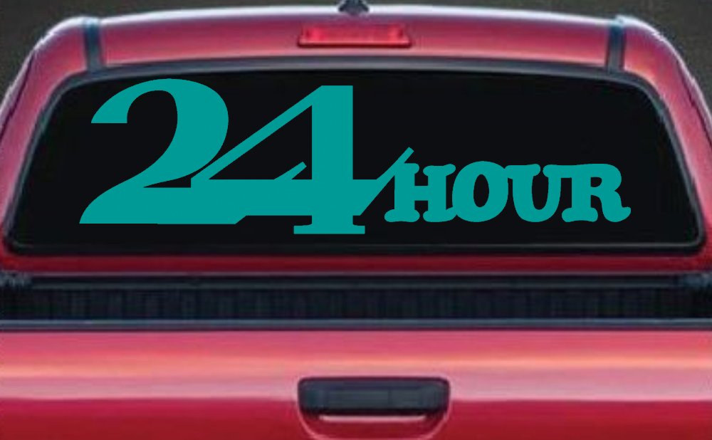 24 Hour Thick Store Business Window Lettering Sign Car or Truck Window Decal Sticker (Turquoise)