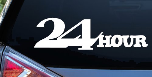 24 Hour Thick Store Business Window Lettering Sign Car or Truck Window Decal Sticker (White)