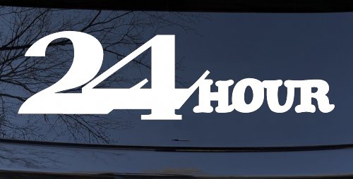 24 Hour Thick Store Business Window Lettering Sign Car or Truck Window Decal Sticker (White)