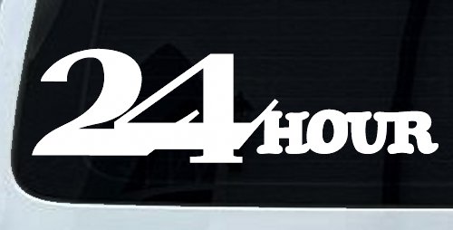 24 Hour Business Window Lettering Vinyl Decal for Store Car Truck Signs (White)