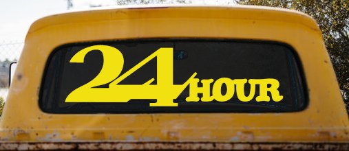 24 Hour Thick Store Business Window Lettering Sign Car or Truck Window Decal Sticker (Yellow)
