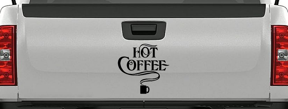 Hot Coffee Cafe Diner Window Decal Business Car Truck Vinyl Sticker (Black)