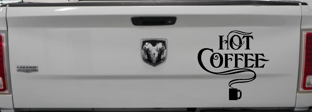 Hot Coffee Cafe Diner Window Decal Business Car Truck Vinyl Sticker (Black)