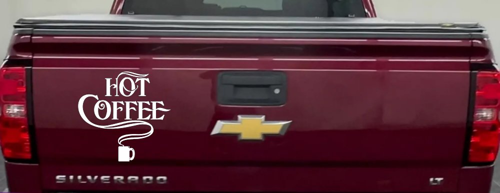 Hot Coffee Cafe Diner Window Lettering Business Car or Truck Window Decal Sticker (White)