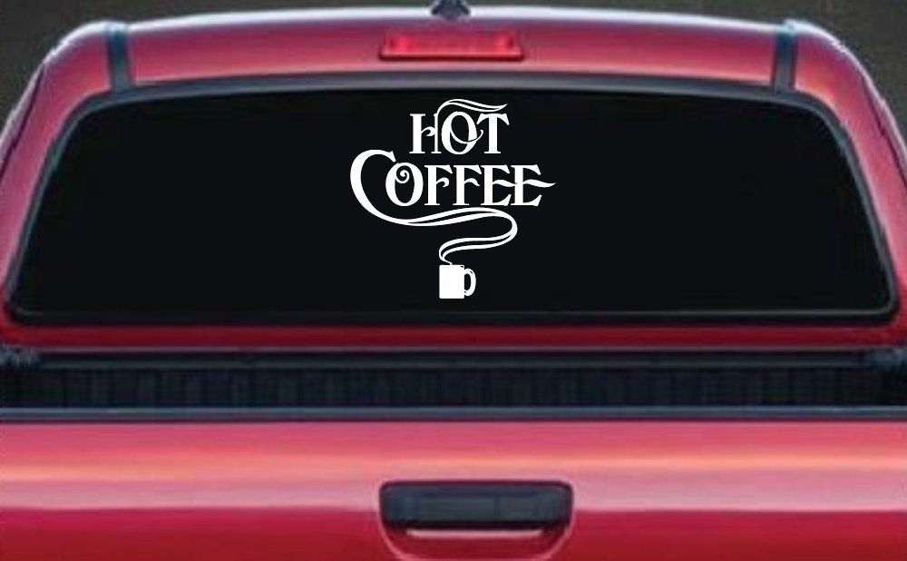 Hot Coffee Cafe Diner Window Lettering Business Car or Truck Window Decal Sticker (White)