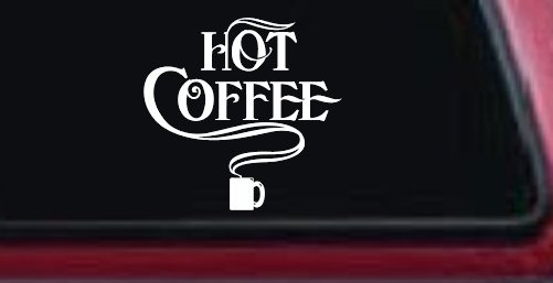 Hot Coffee Cafe Diner Window Lettering Business Car or Truck Window Decal Sticker (White)