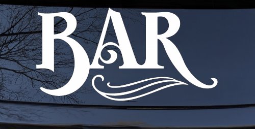 Bar Window Lettering Business Car or Truck Window Decal Sticker (White)