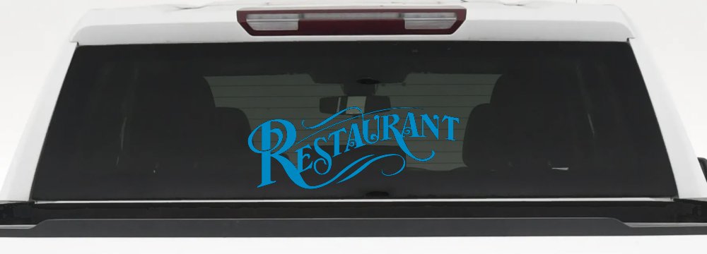 Restaurant Window Lettering Business Car or Truck Window Decal Sticker (Blue)