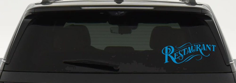 Restaurant Window Lettering Business Car or Truck Window Decal Sticker (Blue)