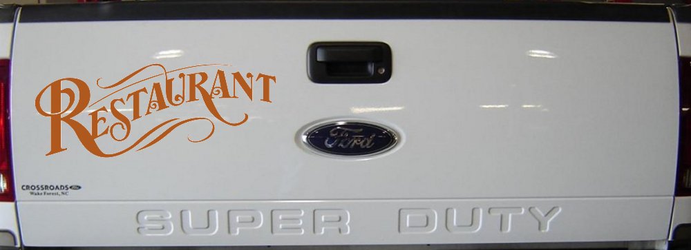 Restaurant Window Lettering Business Car or Truck Window Decal Sticker (Nut Brown)
