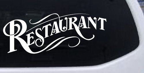 Restaurant Window Lettering Business Car or Truck Window Decal Sticker (White)