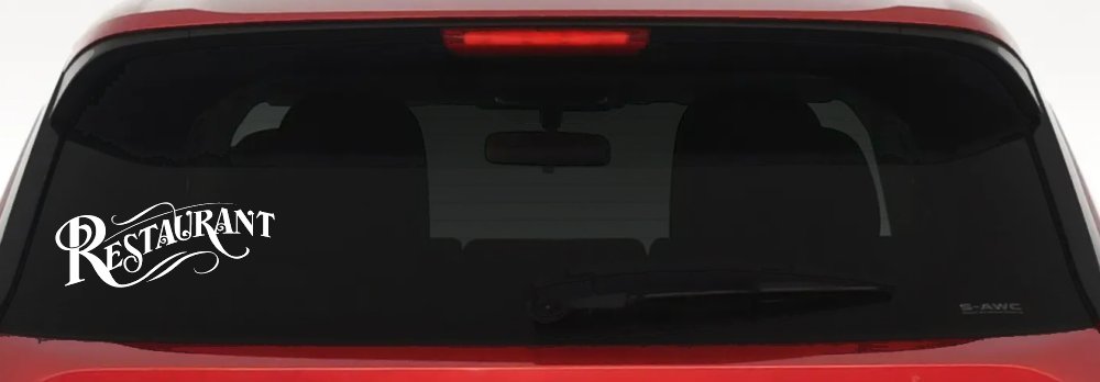 Restaurant Window Lettering Business Car or Truck Window Decal Sticker (White)
