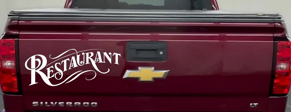 Restaurant Window Lettering Business Car or Truck Window Decal Sticker (White)