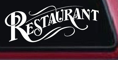 Restaurant Window Lettering Business Car or Truck Window Decal Sticker (White)