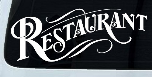 Restaurant Window Lettering Business Car or Truck Window Decal Sticker (White)