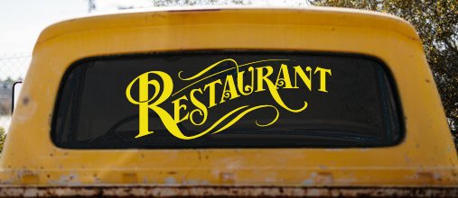 Restaurant Window Lettering Business Car or Truck Window Decal Sticker (Yellow)