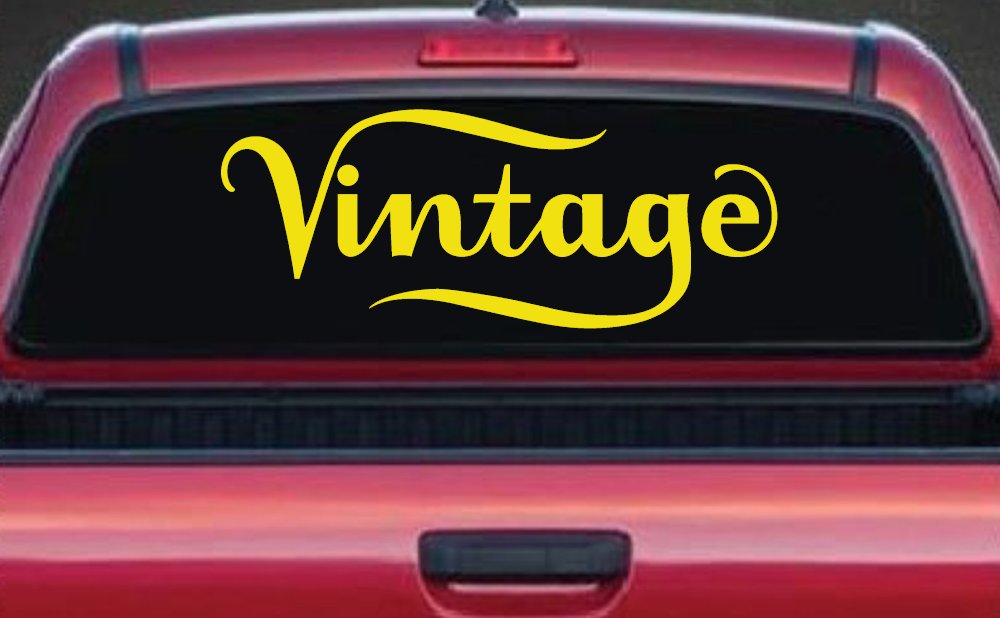 Vintage Store Window Lettering Business Car or Truck Window Decal Sticker (Yellow)