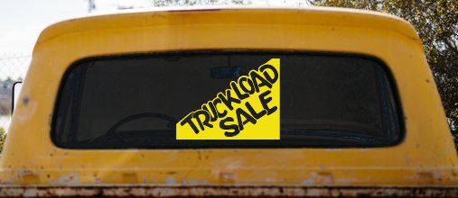 Truckload Sale Store Window Lettering Business Car or Truck Window Decal Sticker (Yellow)
