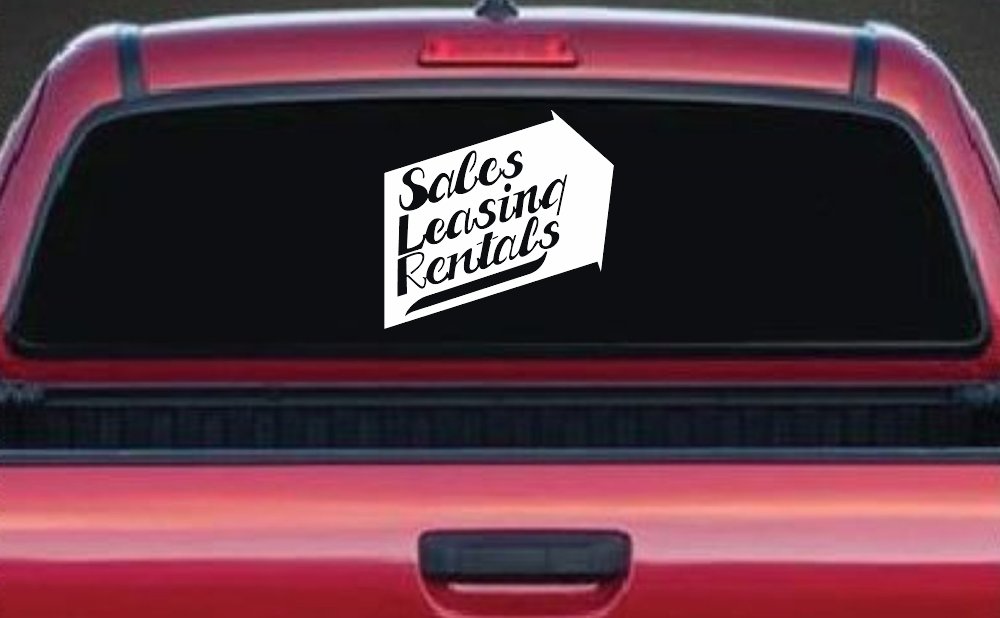 Sales Leasing Rentals Store Window Lettering Business Car or Truck Window Decal Sticker