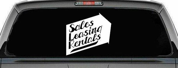 Sales Leasing Rentals Store Window Lettering Business Car or Truck Window Decal Sticker (White)