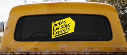 Sales Leasing Rentals Store Window Lettering Business Car or Truck Window Decal Sticker