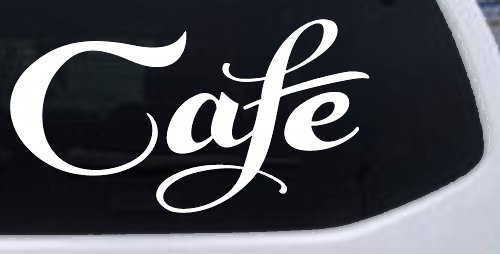 Cafe Window Lettering Sign Business Car or Truck Window Vinyl Decal Sticker (White)