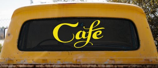 Cafe Window Lettering Sign Business Car or Truck Window Decal Sticker (Yellow)