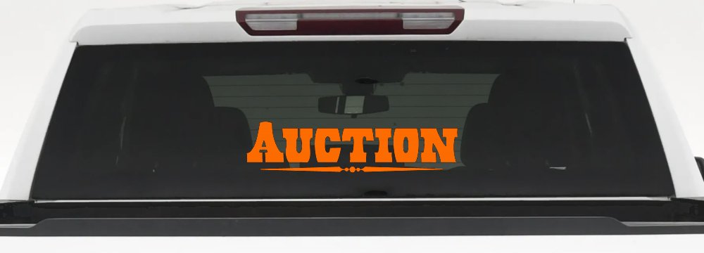 Auction Window Lettering Sign Business Car or Truck Window Decal Sticker (Orange)