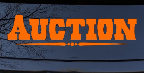 Auction Window Lettering Sign Business Car or Truck Window Decal Sticker (Orange)
