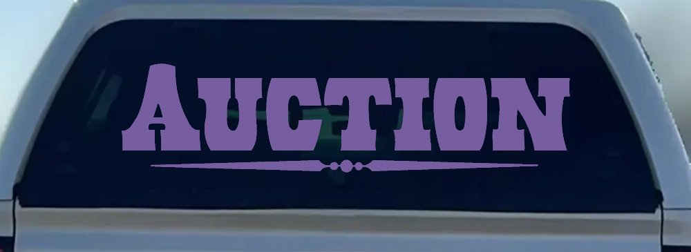 Auction Window Lettering Sign Business Car or Truck Window Decal Sticker (Purple)