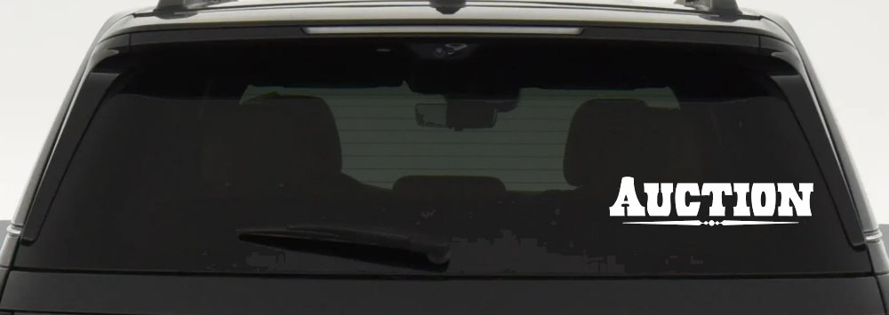 Auction Window Lettering Sign Business Car or Truck Window Decal Sticker (White)
