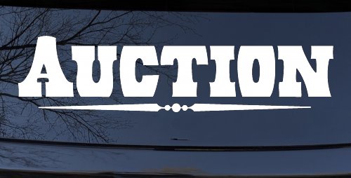 Auction Window Lettering Sign Business Car or Truck Window Decal Sticker (White)