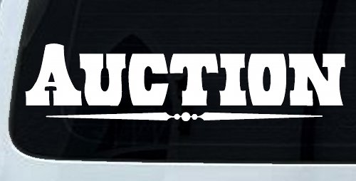 Auction Window Lettering Sign Business Car or Truck Window Decal Sticker (White)