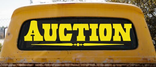Auction Window Lettering Sign Business Car or Truck Window Decal Sticker (Yellow)