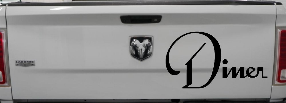 Diner Window Lettering Sign Business Car or Truck Window Decal Sticker (Black)