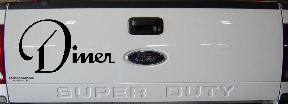 Diner Window Lettering Sign Business Car or Truck Window Decal Sticker (Black)