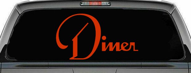 Diner Window Lettering Sign Business Car or Truck Window Decal Sticker (Orange Red)
