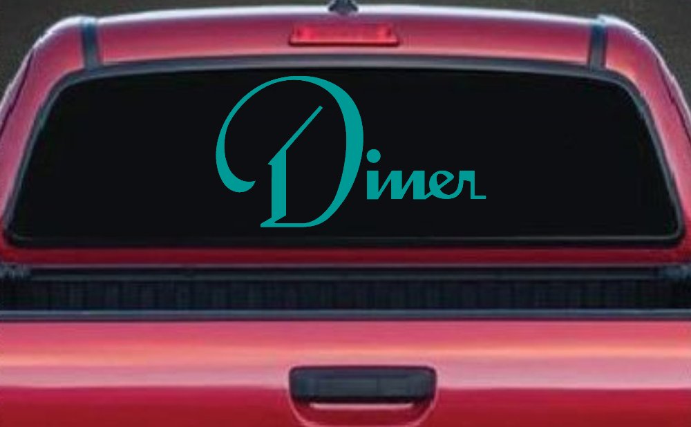 Diner Window Lettering Sign Business Car or Truck Window Decal Sticker (Turquoise)