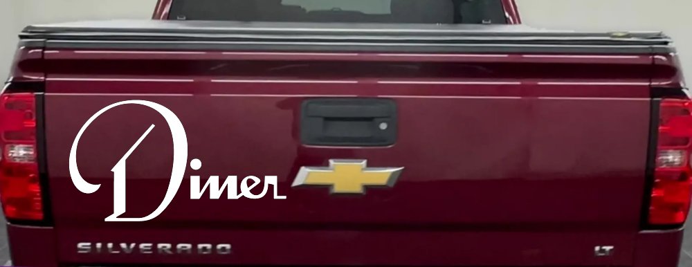 Diner Window Lettering Sign Business Car or Truck Window Decal Sticker (White)
