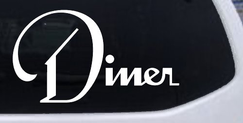Diner Window Lettering Sign Business Car or Truck Window Vinyl Decal Sticker (White)