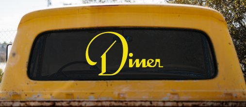 Diner Window Lettering Sign Business Car or Truck Window Decal Sticker (Yellow)