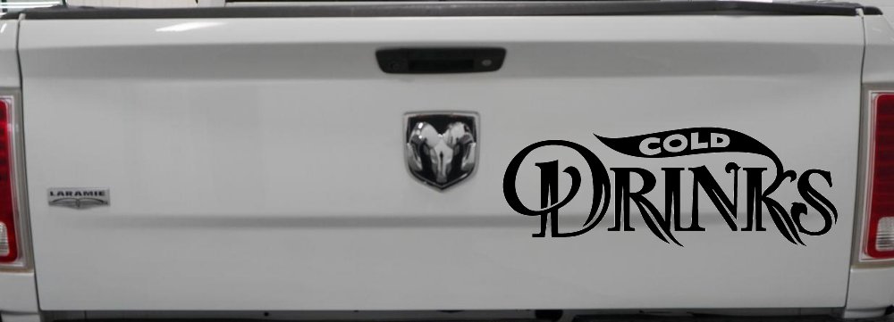 Cold Drinks Store Window Lettering Business Car or Truck Window Decal Sticker (Black)