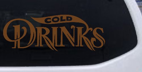 Cold Drinks Store Window Lettering Business Car or Truck Window Decal Sticker (Copper)