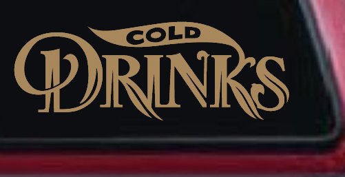 Cold Drinks Store Window Lettering Business Car or Truck Window Decal Sticker (Light Brown)
