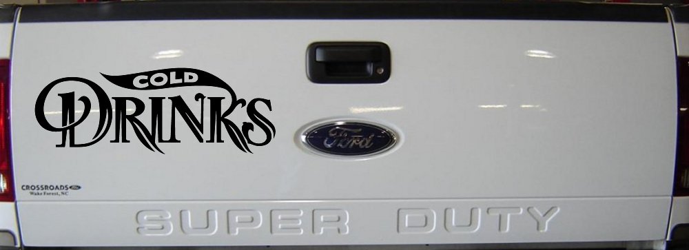 Cold Drinks Store Window Lettering Business Car or Truck Window Decal Sticker (Matte Black)