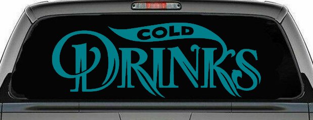 Cold Drinks Store Window Lettering Business Car or Truck Window Decal Sticker (Turquoise Blue)