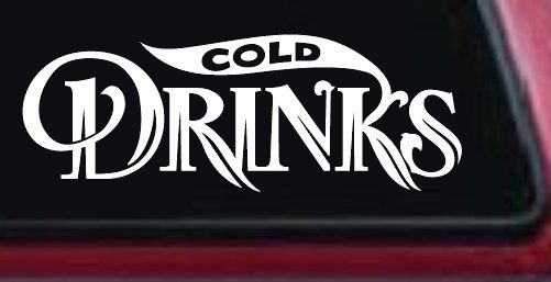 Cold Drinks Store Window Lettering Business Car or Truck Window Vinyl Decal Sticker (White)