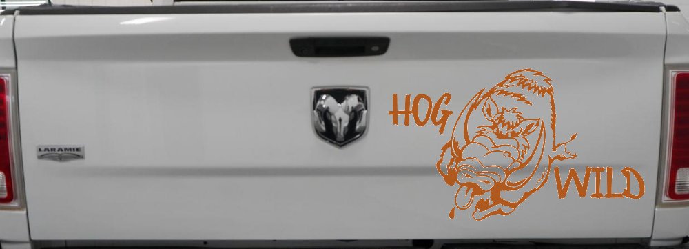 Hog Wild with Wild Boar Hog Hunting Car or Truck Window Decal Sticker (Nut Brown)