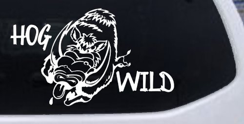 Hog Wild with Wild Boar Hog Hunting Car or Truck Window Decal Sticker