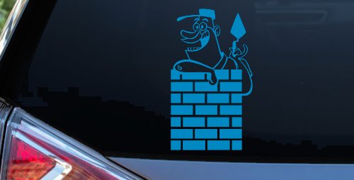 Brick Rock Mason Business Car or Truck Window Decal Sticker (Blue)